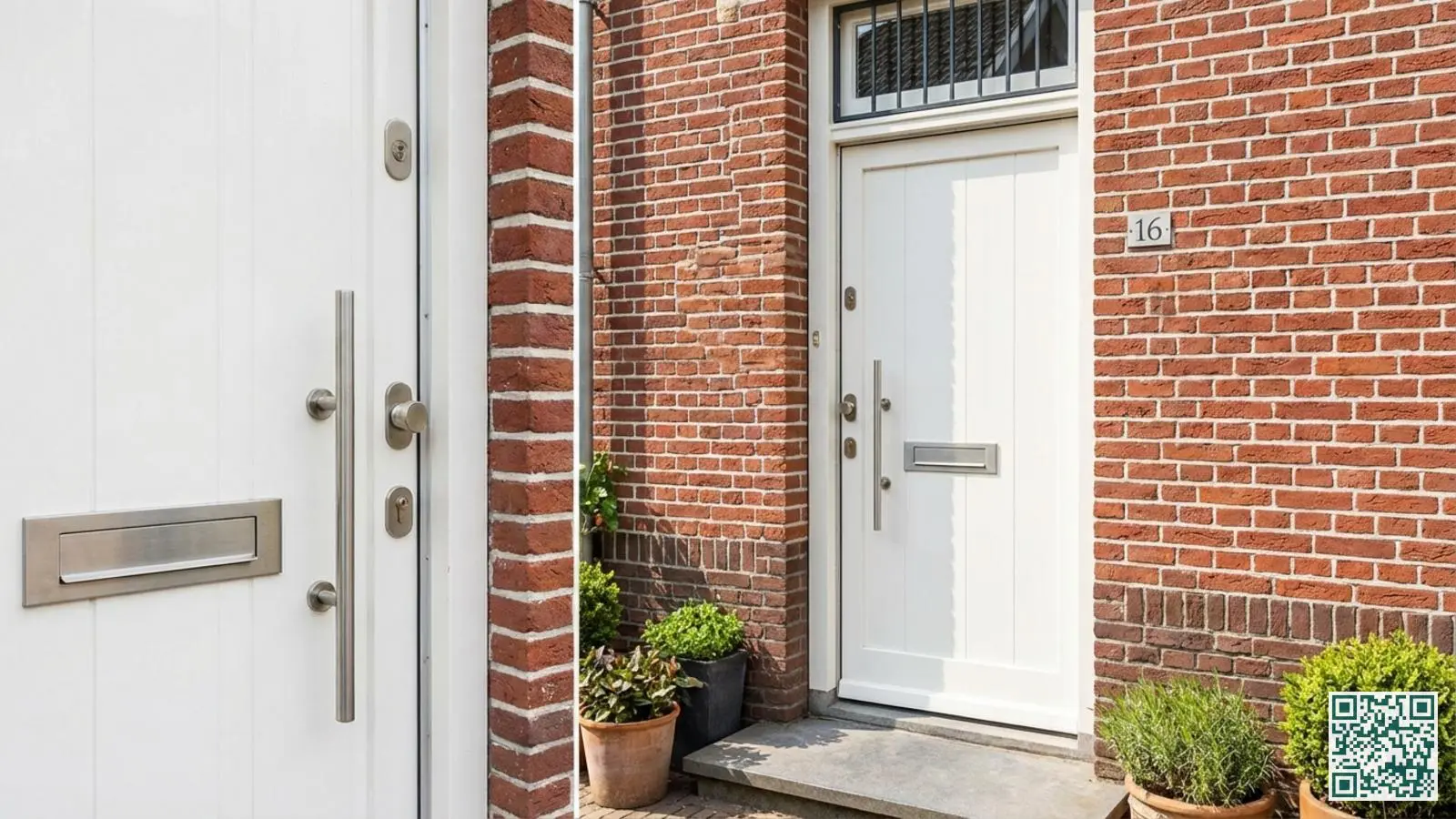 Nederlandse voordeur met versterkt kozijn en veiligheidsbeslag in een gecertificeerde woning