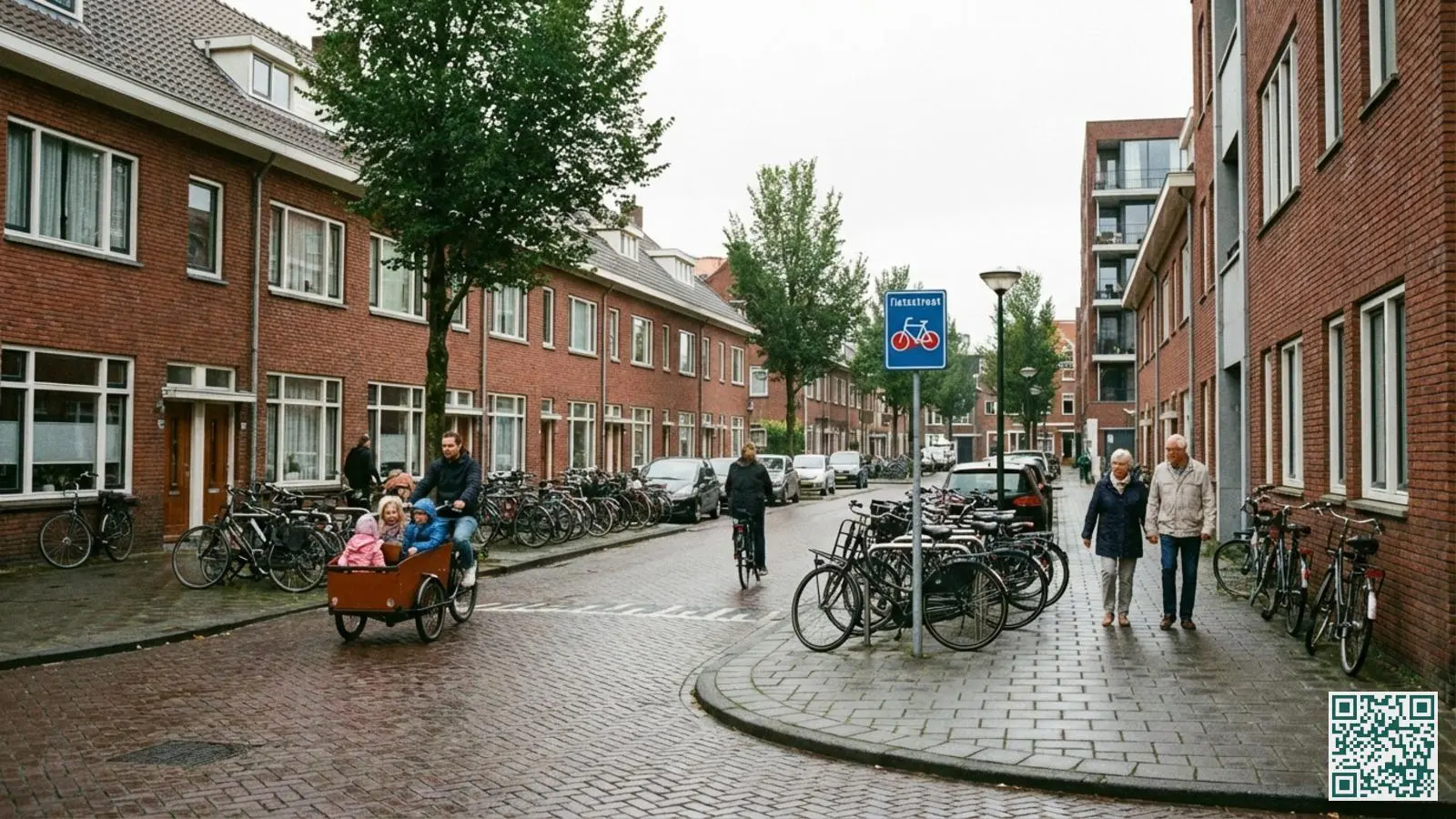 Stedelijke woonwijk in Enschede met rijtjeshuizen en geparkeerde fietsen langs de straat