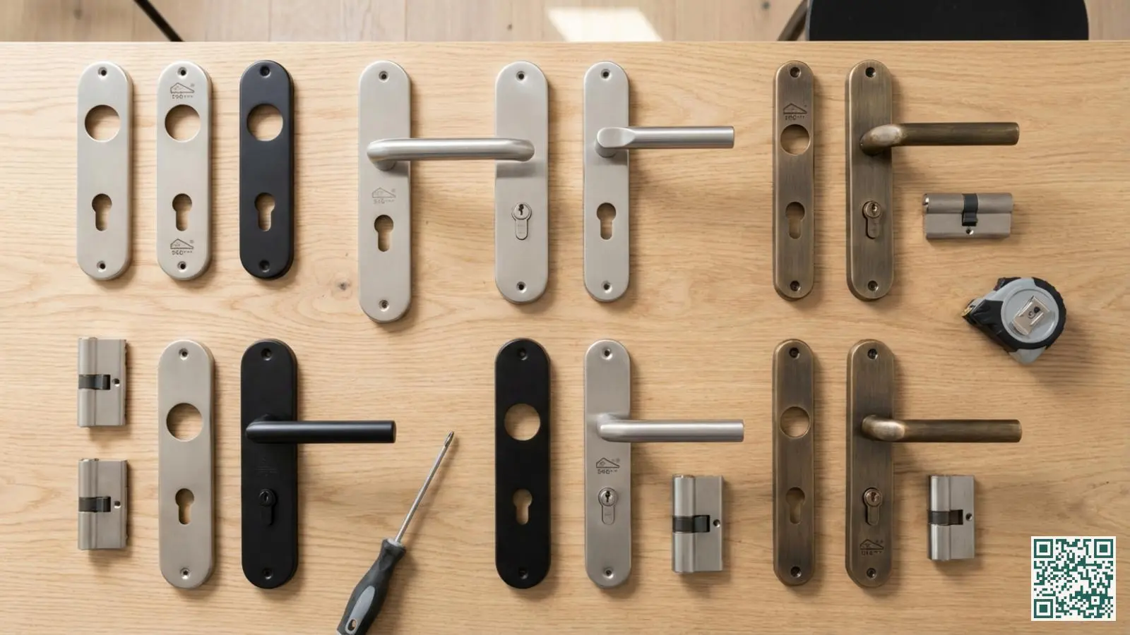 Verschillende soorten SKG-gecertificeerd veiligheidsbeslag naast elkaar gelegd in diverse uitvoeringen en afwerkingen